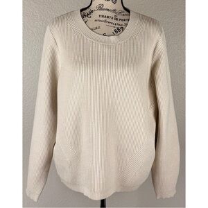 J Crew Women’s Cream Ribbed Crewneck Sweater, size Small